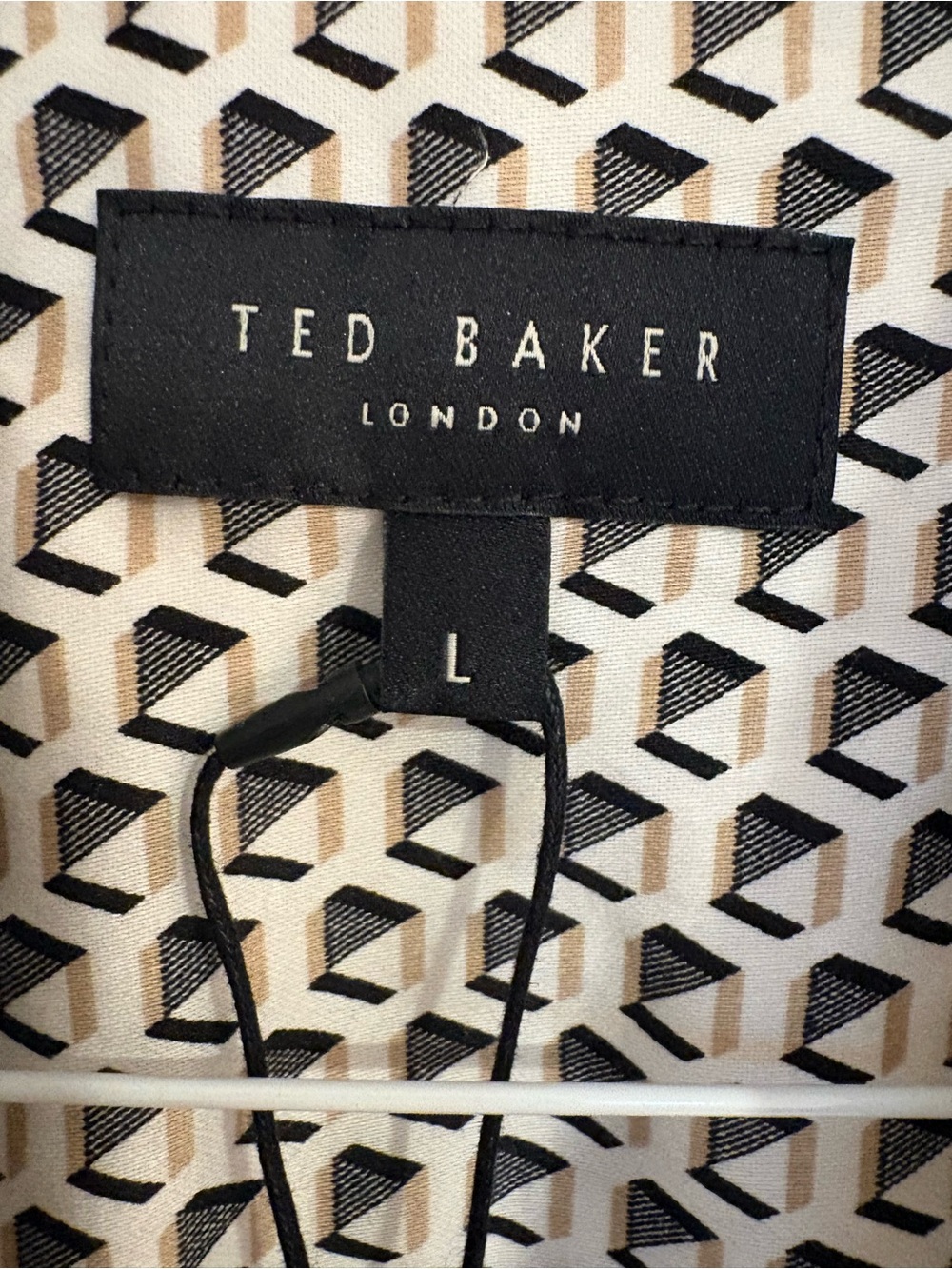 NWT Ted Baker Black & Cream Patterned Button-Down Shirt - Picture 6 of 8